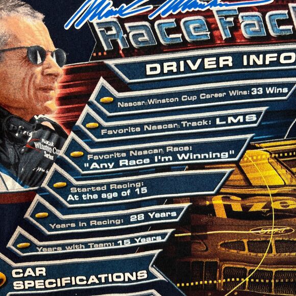 Vintage Mark Martin NASCAR‎ T Shirt Adult Extra Large Blue Chase Authentics XL - Picture 12 of 15